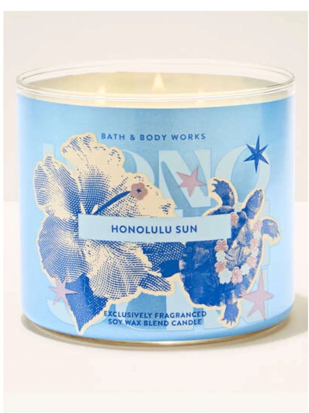 Bath & Body Works Honolulu Sun 3-Wick Candle - Light Blue and Blue